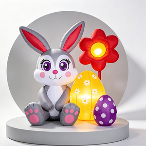 Conejo de Pascua Inflable para Exteriores con Huevos Coloridos y Adorno Floral para Jardín, Patio, Centro Comercial y Decoración de Eventos Festivos - Product Image 6