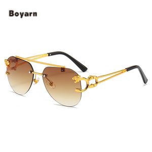 ボヤーンマルチカラー偏光UV400スクエアメタルリムレスタイガーデザインサンシェード女性男性サングラス眼鏡 - Product Image 2