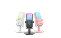 Microphone de bureau ARS60 RGB avec suppression du bruit et mixage de monitoring, micro à condensateur pour le gaming, le streaming et l'enregistrement
