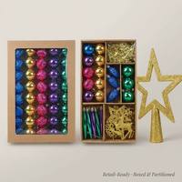Juego de Adornos Navideños de Lujo, Surtido de 5 Colores, Bolas Metálicas con Estrella Brillante, Decoración para la Punta del Árbol, Caja de Regalo, Venta al por Menor, OEM, ODM