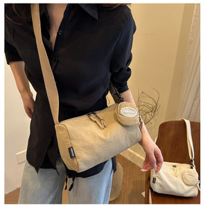 Bolso Cruzado de Alta Calidad para Mujer <span class=keywords><strong>con</strong></span> Mini Bolsa Extraíble, Sistema de Almacenamiento Doble, Superficie Texturizada y Tono Neutro Vintage - Product Image 6