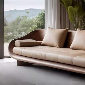 <span class=keywords><strong>Canapé</strong></span> <span class=keywords><strong>droit</strong></span> en bois de noyer <span class=keywords><strong>noir</strong></span>, moderne et sobre, luxueux, adapté au salon d'une villa. - Product Image 4