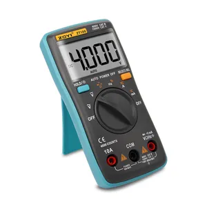 Multímetro digital de color azul de alta calidad ZT100 con 2 baterías, 2 cables de prueba, 1 Manual de usuario para multiusos