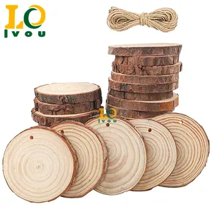 LVOU fait à la main en usine DIY Mariages en bois pour centres de table 7-9 Inch Home Decor Round Rustic wood tranches