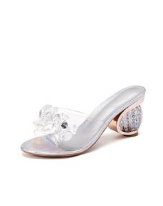 Sandales d'été pour femmes, talons mi-hauts, PVC et pantoufles, diamants, sandales ajourées - Product Image 6