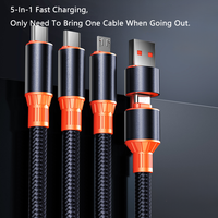 Câble USB 5 en 1 de haute qualité, câble tressé en nylon, USB C vers Type C 100W 6A, charge rapide et transfert de données pour divers appareils