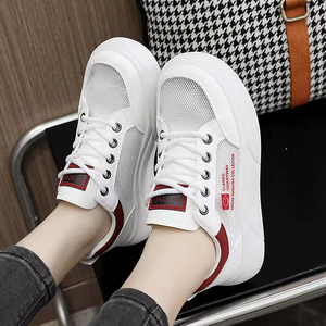 Zapatos Deportivos de Mujer con Cordones, Transpirables, de Malla, Blancos, con Suela Gruesa, Hechos en China, Tendencia de Moda - Product Image 6