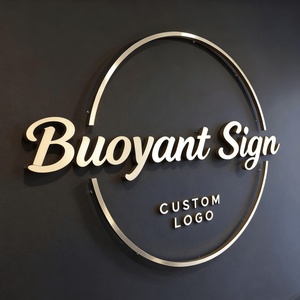 Enseigne murale personnalisée BUOYANT en métal, lettres 3D en acier inoxydable doré pour extérieur, intérieur, bureau, boutique - Product Image 2