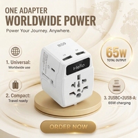 Foxcan Adaptor pengisi daya bepergian, pengisi daya dinding tipe-c 65W 4 port, Adaptor perjalanan pengisi daya Laptop Universal Internasional