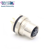 Conector Circular Hembra M12 de 4 Pines para Montaje en Panel Trasero, Codificación A, para Máquina de Marcado Láser y Controlador de Movimiento