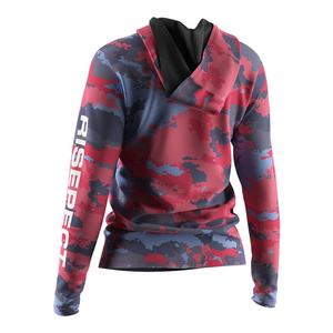 เสื้อตกปลาผู้หญิงแบบแห้งเร็ว ป้องกันแสงแดด UPF 50 ลายพิมพ์แบบซับลิเมชั่น ขายส่ง พร้อมฮู้ดคลุมคอและปากปลา สไตล์สตรีท - Product Image 4