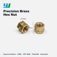Écrou hexagonal en laiton de précision sur mesure M5, non standard, tourné CNC, pour l'électronique automobile, usine source certifiée IATF 16949