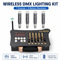 Controlador DMX Inalámbrico DMX512 de 54 Canales, Consola con Alcance de 500M y 4 Receptores de Batería para Iluminación LED de Escenario, Sonido Activo para Fiestas