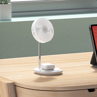 Vente chaude Mini ventilateur de bureau portable 2 en 1 avec chargeur sans fil Ventilateur de table de contrôle à réglage tactile à trois vitesses