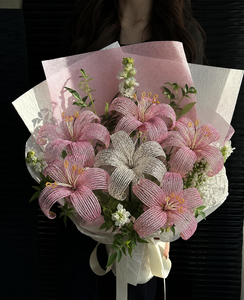 Bouquet di Fiori con Perline Lily 2026, Decorazione per Natale e Capodanno, Arredamento per Casa e Fioristi, Bouquet da Sposa - Product Image 1