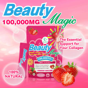 Bebida de Fresa Beauty Magic con 100,000mg de Colágeno, Vitamina C y Hialuronato para el Cuidado de la Piel, Cabello y Uñas, 15 Sobres - Product Image 3