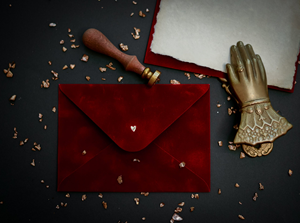 Enveloppes de luxe de haute qualité en velours bordeaux avec motif cœur doré, pour cartes cadeaux vierges, lettres et courrier, pour mariages et fêtes d'anniversaire - Product Image 2