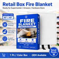 Couverture anti-feu 1x1m certifiée CE en fibre de verre, emballage individuel en boîte de vente au détail, emballage EPR allemand disponible