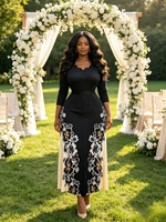 Nouvelle Arrivée 2026 – Robe de Soirée Plissée Grande Taille Miyaki, Taille Haute, Imprimé Floral Bordé, Coupe Crayon pour Femme