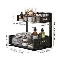 Support de rangement coulissant à double couche sans perçage pour armoires de cuisine et de salle de bain et organisateur d'évier