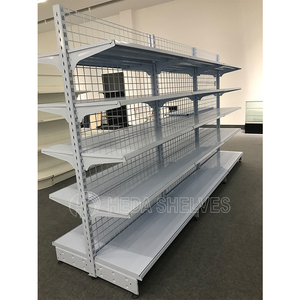 Estante de supermercado de góndola de panel trasero de malla de alambre de doble cara de alta resistencia en acero de madera de metal-Estante de supermercado de un solo lado - Product Image 3