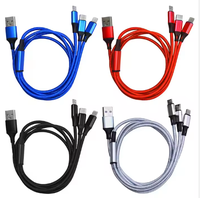 Kabel Data Tiga-dalam-Satu Berbahan Nilon dengan Cangkang Aluminium Logam untuk Pengisian Daya Ponsel Android, Power Bank, dan Printer
