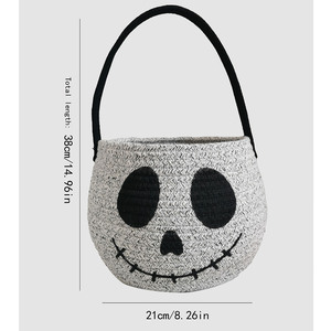 Cesto portátil de lona tejida con cuerda de algodón para dulces de <span class=keywords><strong>Halloween</strong></span>, ideal para fiestas de truco o trato, estilo romántico/retro/anime - Product Image 3
