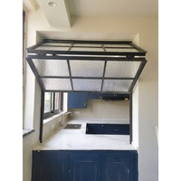 Fenêtre pliante de balcon, cadre en aluminium noir pour comptoir de café moderne