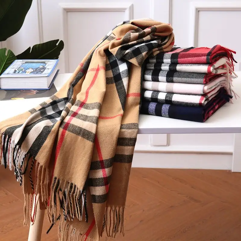 Großhandel Custom Plaid Luxus Designer Soft Herren Pashmina Winter Warmer Schal Pashmina Kaschmir Schals für Herren Geschenk