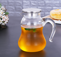 Carafe en verre borosilicate soufflé à la main, design gourde, grande capacité, pour eau froide et chaude, écologique, avec couvercle, pour usage domestique