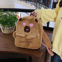 Sac à dos Capybara en peluche douce unisexe DHF, très vendu, grande capacité, sac d'école, sac de voyage pour étudiants, enfants et adultes