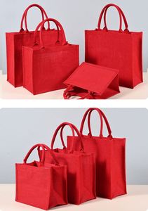 Bolsas de Mano Personalizadas Rojas Premium Resistentes, Promociones Publicitarias, Bolsas de Yute Promocionales con Logotipo Personalizado - Product Image 3