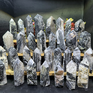 Nhà máy tự nhiên chữa bệnh tinh thể đá quý màu đen <span class=keywords><strong>Tourmaline</strong></span> nguyên cạnh điểm cho trang trí nội thất - Product Image 2