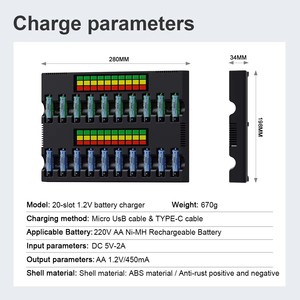 Bộ sạc pin niken-hydro điều khiển một khe cắm Bộ sạc 20 khe sạc aa1.2v Pin niken-hydro - Product Image 6