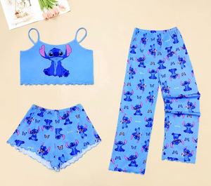 <span class=keywords><strong>Pigiama</strong></span> da Donna a Tre Pezzi a Prezzo di Fabbrica, Set con Canottiere, Pantaloncini e Pantaloni Lunghi, Abbigliamento da Notte <span class=keywords><strong>Sexy</strong></span> Estivo con Stampe Cartoon - Product Image 1