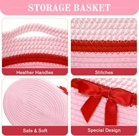 Panier-cadeau pour la Saint-Valentin, paniers en corde de coton vides pour le rangement et l'organisation à la maison, petit bac de rangement