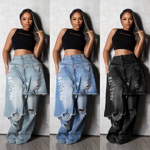 Nuevos Jeans de Mezclilla de Invierno para Mujer, de Tiro Medio, con Efecto Desgastado, Corte Desgarrado y Recto, los Más Vendidos - Product Image 2