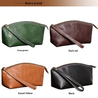 Pochette de rangement vintage en cuir pleine fleur, sac à cosmétiques en cuir véritable, idéal pour cadeau, vente en gros, directement de l'usine
