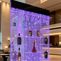 Étagères à vin et mur décoratif en acrylique transparent avec éclairage LED, design moderne, pour la décoration de bar à domicile, toutes saisons, vente en gros