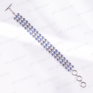 Pulsera de tenis de zafiro azul natural para mujer, joyería de piedras preciosas de Plata de Ley 925, elegante regalo de piedra natal para ella - Product Image 2