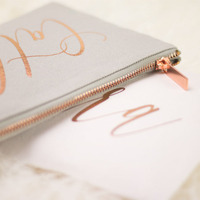 Trousse de Maquillage Personnalisée en Toile de Coton Réutilisable Vierge ThreeTwoOne TTO avec Fermeture Éclair Dorée – Cadeaux pour Demoiselles d'Honneur