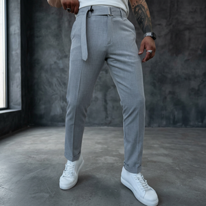 Pantalon habillé droit marron imperméable et respirant pour homme, coupe droite, confortable, en coton mi-lourd, taille mi-haute, style hip-hop, grande taille - Product Image 3