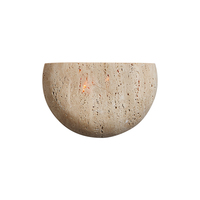 Applique murale en pierre de travertin Wabi Sabi, design demi-lune mi-siècle, lumière chaude 3000K, lampe murale LED pour chambre, ferme, café, intérieur
