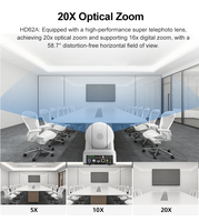 Caméra PTZ 1080P 60FPS avec zoom optique 20X, NDI HX2, USB3.0, HD, 3G-SDI, PoE, suivi IA, directement de l'usine pour la vidéoconférence