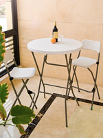 Mesa de Bar de cóctel plegable redonda de plástico blanco portátil al por mayor 60cm 80cm de altura superior para comedor al aire libre y eventos de fiesta