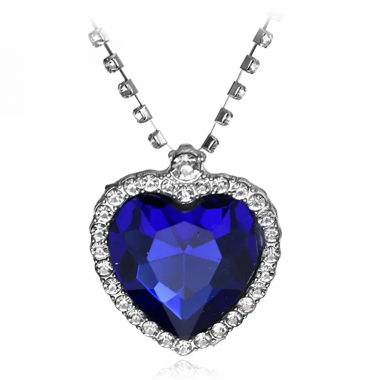 Ожерелье с кулоном в виде сердца океана из фильма «Титаник», подвеска с синими красными кристаллами, ожерелье с бриллиантами для женщин, подарок