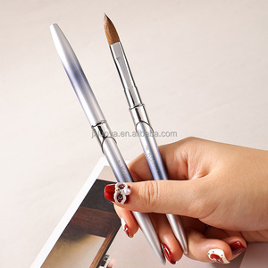 2025 haute qualité meilleur fait à la main 100% pur Kolinsky brosse manche en métal plat/rond <span class=keywords><strong>acrylique</strong></span> brosse à ongles <span class=keywords><strong>pour</strong></span> <span class=keywords><strong>acrylique</strong></span> ongles Art - Product Image 2