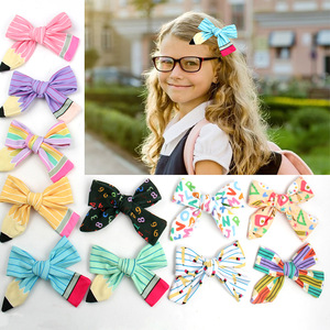 Nuovo accessorio per capelli in cotone per bambini con lettere colorate stampate per la stagione della scuola - Product Image 2
