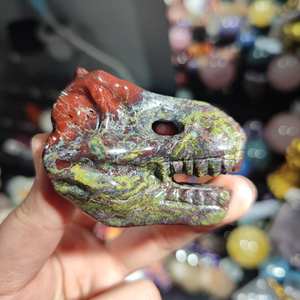 Piedra de Jaspe Natural con Forma de Cráneo de Dinosaurio Tallado en Cristal, para Sanación con Reiki, Equilibrio de Chakras, Decoración del Hogar y Regalo - Product Image 2