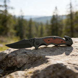 Couteau de survie tactique personnalisé, couteau pliant en <span class=keywords><strong>bois</strong></span> - Product Image 1